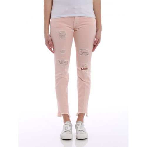  Dondup Monroe pink destroyed crop jeans