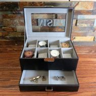 /Donebetter Personalized Watch Box with Jewelry Drawer - Keepsake box- Christmas Gift- Groomsmen - Gifts for Men - Fathers Day - Groom - Birthday - Son