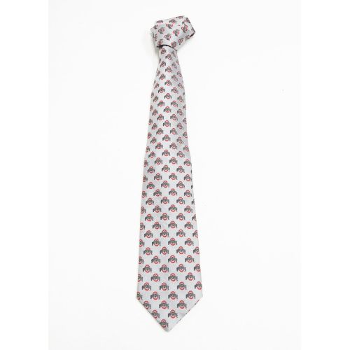  Donegal Bay NCAA Mens Ohio State Buckeyes Repeating Primary Necktie, Grey/Scarlet