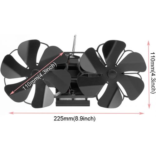  Donewhpn Fireplace Fan ( 12 Leaves) Environmental Protection Fan Household High efficiency Heat Dissipation Heating Fan Wood Stove Fireplace Mute Fan Environmental Protection (gas/particle