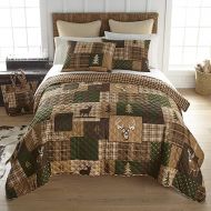 Donna Sharp Full/Queen Bedding Set - 3 Piece - Green Forest Lodge Quilt Set with Full/Queen Quilt and Two Standard Pillow Shams - Fits Queen Size and Full Size Beds - Machine Washable