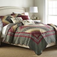 Donna Sharp Contemporary Quilt Bedding Set with Spice Postage Stamp Design - 3-Piece King Size Quilt Set, Includes Quilt, and Two Pillow Shams Perfect for Rustic Decor