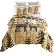 Donna Sharp Full/Queen Bedding Set - 3 Piece - Painted Deer Lodge Quilt Set with Full/Queen Quilt and Two Standard Pillow Shams - Fits Queen Size and Full Size Beds - Machine Washable