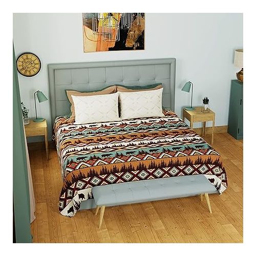  Donna Sharp King Bedding Set - 3 Piece - Bear Totem Lodge Quilt Set with King Quilt and Two King Pillow Shams - Machine Washable