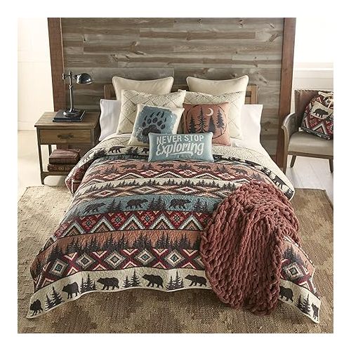  Donna Sharp King Bedding Set - 3 Piece - Bear Totem Lodge Quilt Set with King Quilt and Two King Pillow Shams - Machine Washable