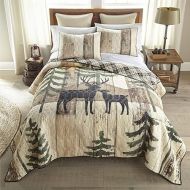 Donna Sharp King Bedding Set - 3 Piece - Painted Deer Lodge Quilt Set with King Quilt and Two Standard Pillow Shams - Machine Washable