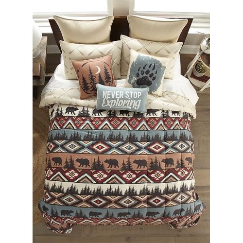  Donna Sharp King Bedding Set - 3 Piece - Bear Totem Lodge Comforter Set with King Comforter and Two King Shams - Machine Washable