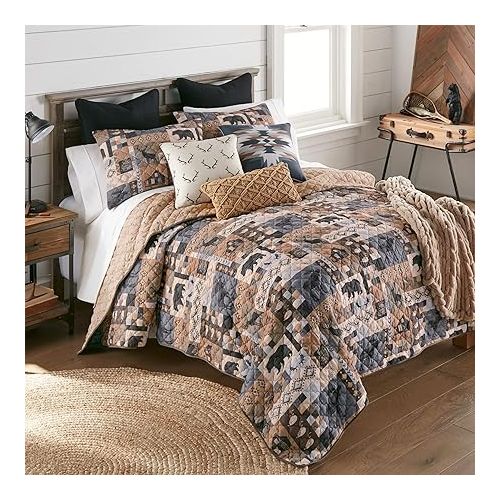  Donna Sharp Queen Bedding Set - 3 Piece - Kila Lodge Quilt Set with Queen Quilt and Standard Pillow Shams - Machine Washable