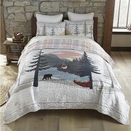 Donna Sharp King Bedding Set - 3 Piece - Lake Retreat Lodge Quilt Set with King Quilt and Two King Pillow Shams - Machine Washable