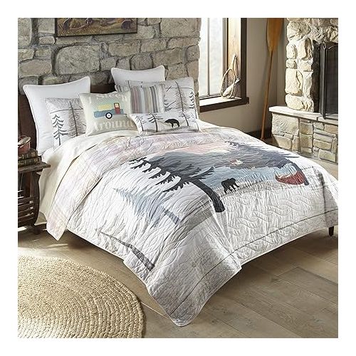  Donna Sharp King Bedding Set - 3 Piece - Lake Retreat Lodge Quilt Set with King Quilt and Two King Pillow Shams - Machine Washable