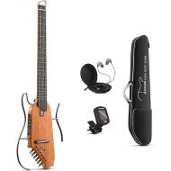 Donner HUSH-I Guitar For Travel - Portable Ultra-Light and Quiet Performance Headless Acoustic-Electric Guitar, Mahogany Body with Removable Frames, Gig Bag,and Accessories