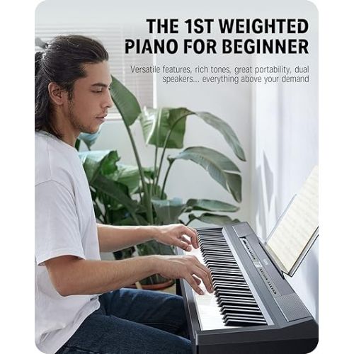  Donner DEP-20 Beginner Digital Piano + Adjustable Keyboard Bench 2.4 Inch Thickness