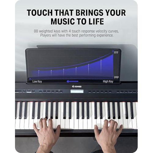  Donner DEP-20 Beginner Digital Piano + Adjustable Keyboard Bench 2.4 Inch Thickness