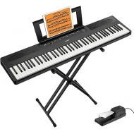 Donner DEP-45 88 Key Digital Piano Ultrathin, Beginner Electric Piano Keyboard with Semi Weighted Keys, Full Size Portable Keyboard Piano with Stand, Sustain Pedal, Power Supply