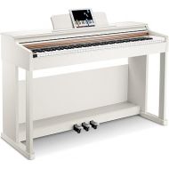 Donner DDP-100 88-Key Weighted Action Digital Piano, Beginner keyboard piano Bundle with Furniture Stand, Power Adapter, White