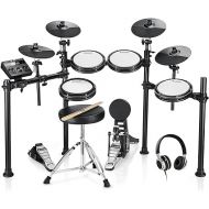 Donner DED-200X Electronic Drum Set, Electric Drum Kit with Quiet Mesh Drum Pads, 2 Cymbals w/Choke, 31 Kits and 450+ Sounds, Throne, Headphones, Sticks, USB MIDI, Melodics Lessons (5 Pads, 4 Cymbals)