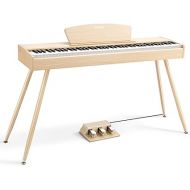 Donner DDP-80 Digital Piano 88 Key Weighted Keyboard, Full-size Electric Piano for Beginners, with Sheet Music Stand, Triple Pedal, Power Adapter, Supports USB-MIDI Connecting, Natural Wood Color