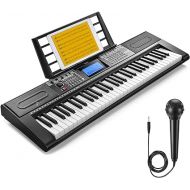 Donner Keyboard Piano, 61 Key Piano Keyboard for Beginner/Professional, Electric Keyboard Kit with 249 Voices, 249 Rhythms - Includes Music Stand, Microphone, Black (DEK-610S)