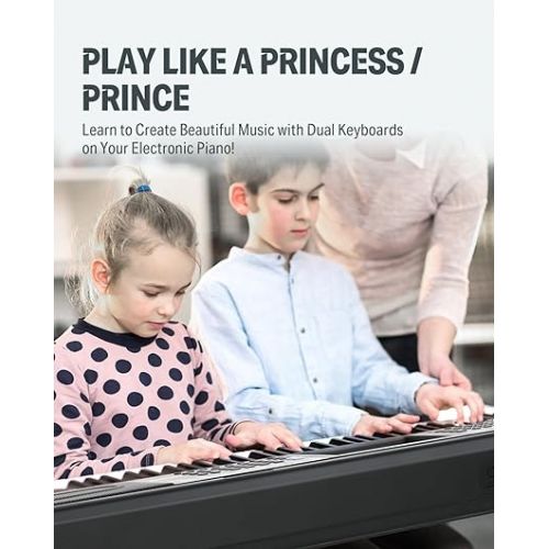  Donner Keyboard Piano, 61 Key Piano Keyboard for Beginner/Professional, Electric Keyboard Kit with 249 Voices, 249 Rhythms - Includes Music Stand, Microphone, Black (DEK-610S)