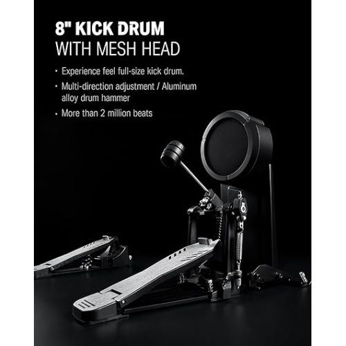  Donner DED-500 PRO Electronic Drum Set with Industry Standard Mesh Heads, Moving HiHat, and Included BD Pedal for Optimal Performance and Feel Plus USB Professional Studio Integration