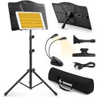 Donner Sheet Music Stand with Light, DMS-1 Portable Metal Music Stand, Tabletop Music Book Stand for Guitar, Ukulele, Violin Players