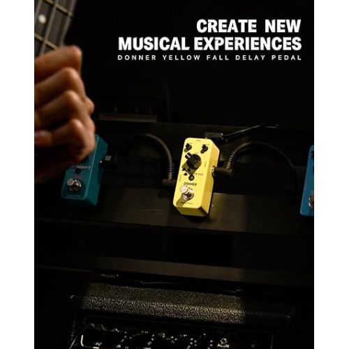  Donner Guitar Delay Pedal for Pedal Boards, Electric Guitar, Yellow Fall Analog Delay Guitar Effect Pedal Vintage Delay True Bypass