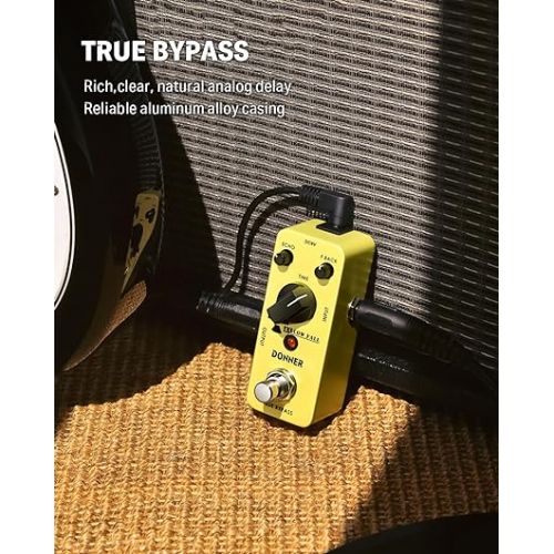  Donner Guitar Delay Pedal for Pedal Boards, Electric Guitar, Yellow Fall Analog Delay Guitar Effect Pedal Vintage Delay True Bypass