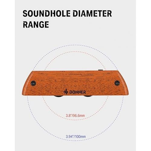  Donner Acoustic Guitar Pickup, DSS-6 Guitar Pickups Passive Mahogany Soundhole Pickup with Humbucker Volume Tone Control, Fits 3.8” to 3.94” Soundhole Diameter