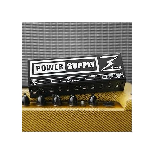  Donner DP-2 Guitar Pedal Power Supply High Current 10 Isolated DC Output for 9V/12V/18V Effect Pedals