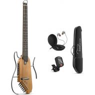 Donner HUSH-I Guitar For Travel - Portable Ultra-Light and Quiet Performance Headless Acoustic-Electric Guitar, Maple Body with Removable Frames, Gig Bag, and Accessories