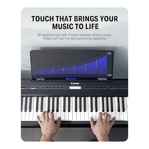  Donner DEP-20 Beginner Digital Piano 88 Key Full Size Weighted Keyboard, Portable Electric Piano with Sustain Pedal, Power Supply