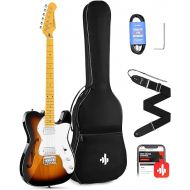 Donner 39 Inch Jazz Electric Guitar TL Thinline F Hole Beginner Full Size Hollow Guitar with H-H Pickups,Bag, Strap, Cable,Sunburst(DJC-1000S)