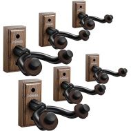 Donner Guitar Wall Mount Hanger 6-Pack, Black Walnut Guitar Wall Holder for Acoustic Electric Guitars, Bass, Folk Ukulele, Violin, Mandolin Banjo and String Instruments