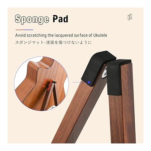  Donner Wood Guitar Stand, Acoustic Electric Wooden Guitar Floor Stand, A Frame Folding Guitar Holder Adjustable for Bass, Cello, Mandolin, Banjo, Ukulele