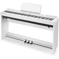 Donner DEP-20 Beginner Digital Piano 88 Key Full Size Weighted Keyboard, Portable Electric Piano with Furniture Stand, 3-Pedal Unit, White
