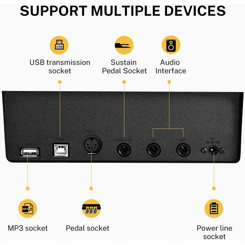  Donner DEP-10 Beginner Digital Piano, 88 Key Full-Size Semi-Weighted Keyboard, Portable Electric Piano with Sustain Pedal, Power Supply