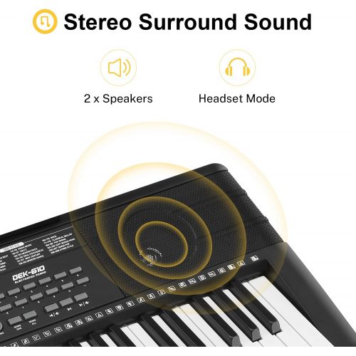  Donner Keyboard Piano, 61 Key Piano Keyboard for Beginner/Professional, Electric Piano with Music Stand, Microphone and Piano App, Supports MP3/USB MIDI/Audio/Microphone/Headphones