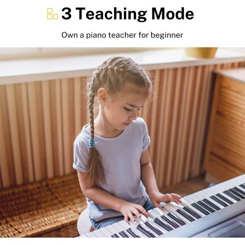  Donner Keyboard Piano, 61 Key Piano Keyboard for Beginner/Professional, Electric Piano with Music Stand, Microphone and Piano App, Supports MP3/USB MIDI/Audio/Microphone/Headphones