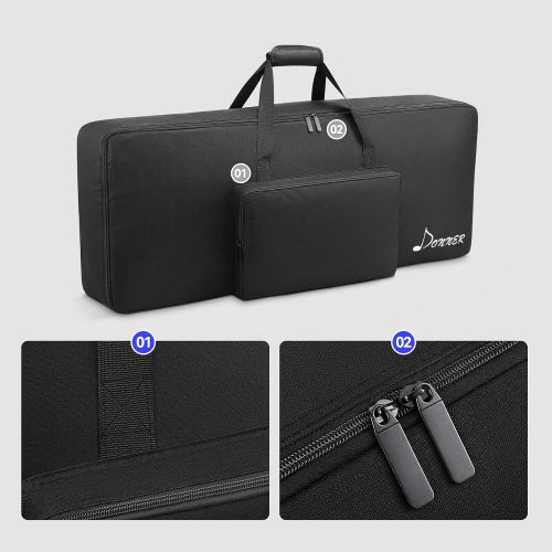  Donner 61 Key Keyboard Case Electric Piano 10MM Padded Gig Bag 40x16x6 Waterproof 600D Nylon Oxford Black