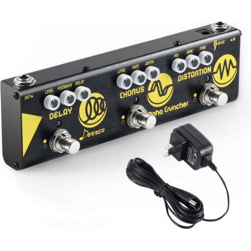  Donner Multi Effect Pedal Chain Alpha Acoustic 3 Guitar Effect Modes Acoustic Preamp, Chorus and Hall Reverb