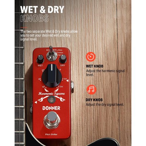  Donner Digital Octave Guitar Effect Pedal Harmonic Square 7 modes