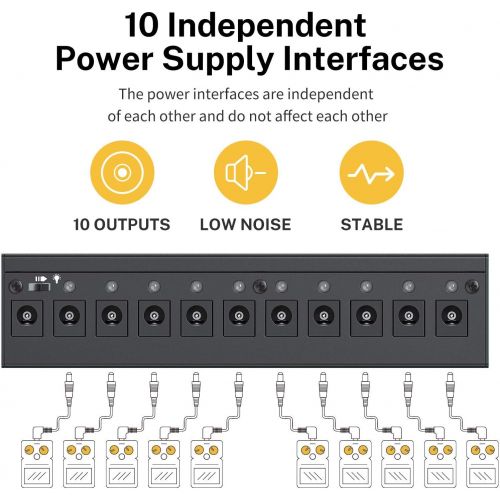  Donner Dp-1 Guitar Power Supply 10 Isolated DC Output for 9V/12V/18V Effect Pedal