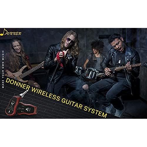  Donner Rechargeable UHF Wireless Guitar System Set with 5 Modulation Effects 10 Channel Multifunction Digital Guitar Transmitter Receiver for Electric Guitar Bass Amp MW-1