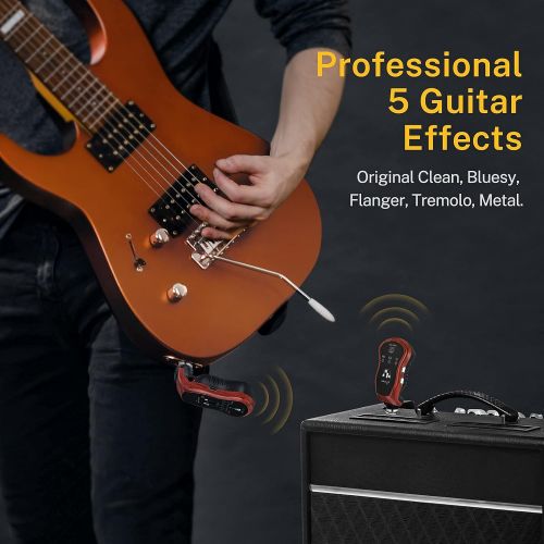  Donner Rechargeable UHF Wireless Guitar System Set with 5 Modulation Effects 10 Channel Multifunction Digital Guitar Transmitter Receiver for Electric Guitar Bass Amp MW-1