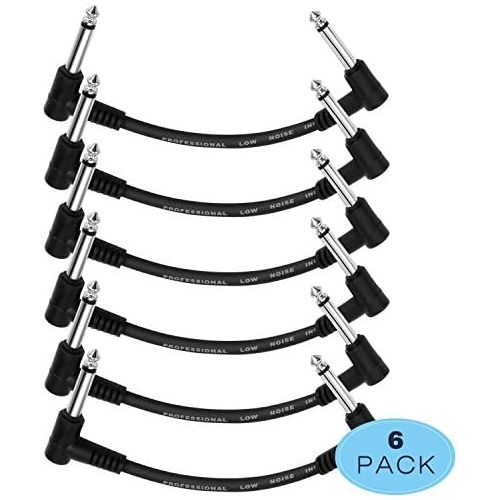  Donner 6 Inch Guitar Patch Cable Black Guitar Effect Pedal Cables (6-Pack)