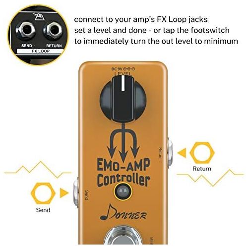  Donner Amp Attenuator, EMO AMP Box Controller Signal Converter Guitar Effect pedal with Mute Footswitch
