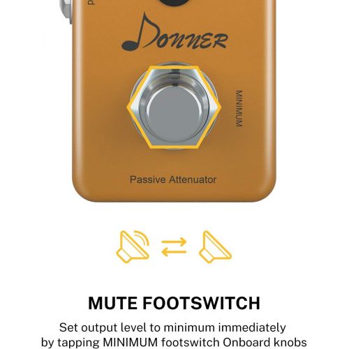  Donner Amp Attenuator, EMO AMP Box Controller Signal Converter Guitar Effect pedal with Mute Footswitch