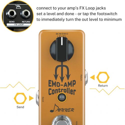  Donner Amp Attenuator, EMO AMP Box Controller Signal Converter Guitar Effect pedal with Mute Footswitch