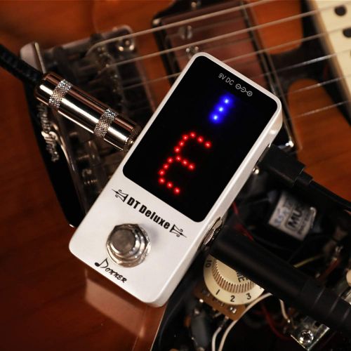  Donner Tuner Pedal, DT Deluxe Chromatic Guitar Tuner Pedal for Electric Guitar and Bass ± 1 Cent USB or 9V Power Supply True Bypass