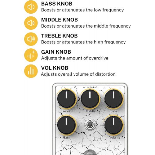  Donner Guitar Distortion Pedal, Dark Horizon Crunch Distortion Classic British Distortion Effect with 3-Band EQ True Bypass